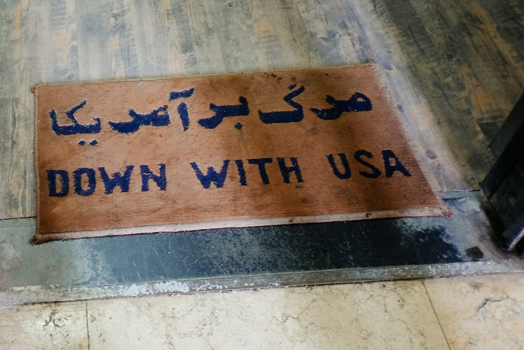 down with usa tehran iran embassy doormat
